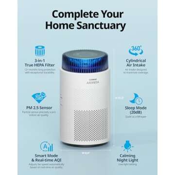 COWAY Air Purifiers for Bedroom Home up to 810 ft², True HEPA Filter for Smoke, Allergies, Pet Dand...