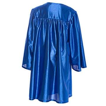 Medium Blue Shiny Child Graduation Cap, Gown, Tassel and 2025 Charm