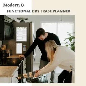 Magnetic Dry Erase Menu Board (Leaf Design) | Reusable Weekly Meal Planner Magnetic for Fridge | Meal Planning Calendar 10x14 Inch Includes 5x10 Inch Magnetic Notepad, 3 x Markers