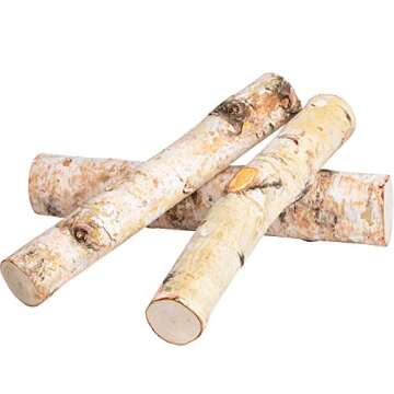 Kingcraft 6 Pack Large Birch Logs for Fireplace Unfinished Wood Crafts DIY Home Decorative Burning(Logs:2.4"-3.1" Dia. x 16" Long)