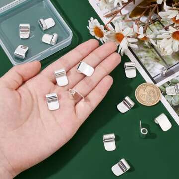 arricraft 16 Pcs Glue on Bails Tibetan, Brass Pendant Bails Glue on Cabochon Settings Rectangle Pad Charms Connector for Jewelry Making and Crafting