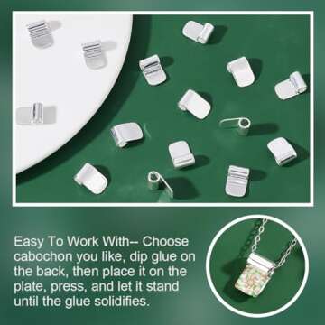 arricraft 16 Pcs Glue on Bails Tibetan, Brass Pendant Bails Glue on Cabochon Settings Rectangle Pad Charms Connector for Jewelry Making and Crafting