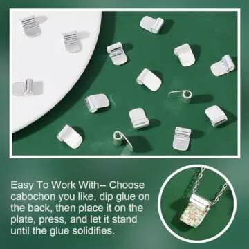 arricraft 16 Pcs Glue on Bails Tibetan, Brass Pendant Bails Glue on Cabochon Settings Rectangle Pad Charms Connector for Jewelry Making and Crafting