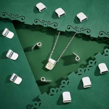 arricraft 16 Pcs Glue on Bails Tibetan, Brass Pendant Bails Glue on Cabochon Settings Rectangle Pad Charms Connector for Jewelry Making and Crafting