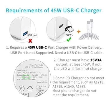 Sisyphy Surface to USB C Charging Cable, Compatible with Microsoft Surface Pro 7/6/5/4/3 Go3/2/1 Laptop 4/3/2/1, Requires 45W 15V/3A USB-C Charger