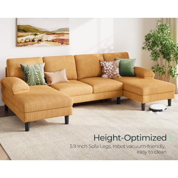 LINSY HOME Corduroy U-Shaped Sectional Sofa | Comfort & Style