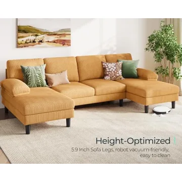 LINSY HOME Corduroy U-Shaped Sectional Sofa | Comfort & Style