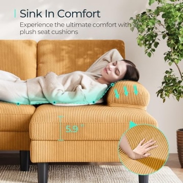 LINSY HOME Corduroy U-Shaped Sectional Sofa | Comfort & Style