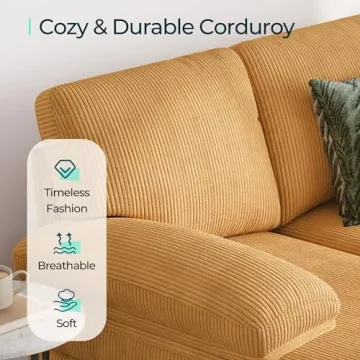 LINSY HOME Corduroy U-Shaped Sectional Sofa | Comfort & Style