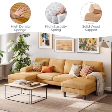 LINSY HOME Corduroy U-Shaped Sectional Sofa | Comfort & Style