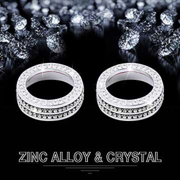 1797 Bling AC Volume Knob Covers Caps fit for Mazda 3 CX-5 CX-9 CX-30 Accessories Air Conditioner Radio Ring Parts Trim Sticker Decals Silver Crystal Pack of 2