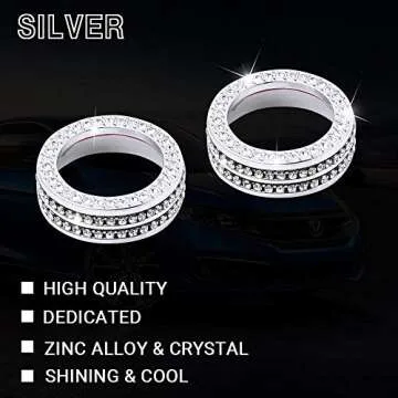1797 Bling AC Volume Knob Covers Caps fit for Mazda 3 CX-5 CX-9 CX-30 Accessories Air Conditioner Radio Ring Parts Trim Sticker Decals Silver Crystal Pack of 2