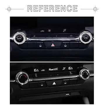 1797 Bling AC Volume Knob Covers Caps fit for Mazda 3 CX-5 CX-9 CX-30 Accessories Air Conditioner Radio Ring Parts Trim Sticker Decals Silver Crystal Pack of 2