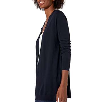 Amazon Brand - Lark & Ro Women's Premium Viscose Blend Lightweight Long Sleeve Open Front Cardigan,Atlantic Navy,X-Large