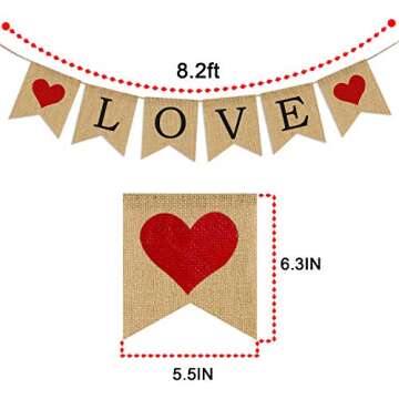 Premium LOVE Burlap Banner for Valentine's Day Decorations