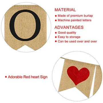 Premium LOVE Burlap Banner for Valentine's Day Decorations