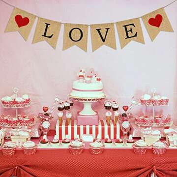 Premium LOVE Burlap Banner for Valentine's Day Decorations