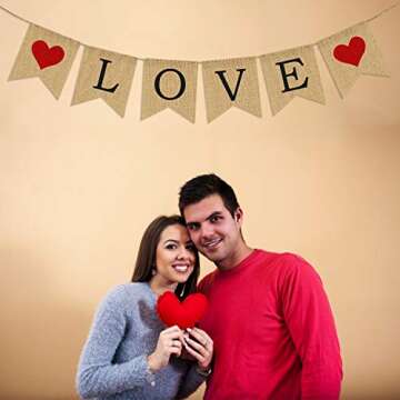 Premium LOVE Burlap Banner for Valentine's Day Decorations