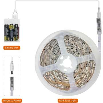 Battery Powered Led Strip Lights 13.12 ft, LED Lights for Bedroom Battery Operated Color Changing Li...