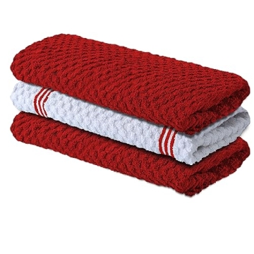 Infinitee Xclusives Premium Kitchen Towels – Pack of 3, 100% Cotton |15 x 25| Inches Absorbent Dis...