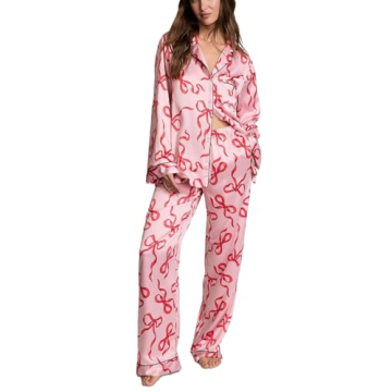 Chic Satin Silk Valentine's Day Pajama Set for Women