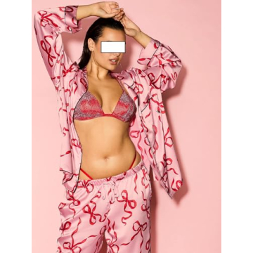 Chic Satin Silk Valentine's Day Pajama Set for Women