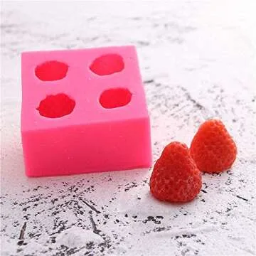 4Pcs Strawberry, Tangerine Segment, Raspberry and Blueberry Fondant Molds, 3D Fruit Berries Mandarin Orange Silicone Chocolate Candy Mold for Cake Cupcake Topper Decoration Soap Wax Candle Embeds Mold