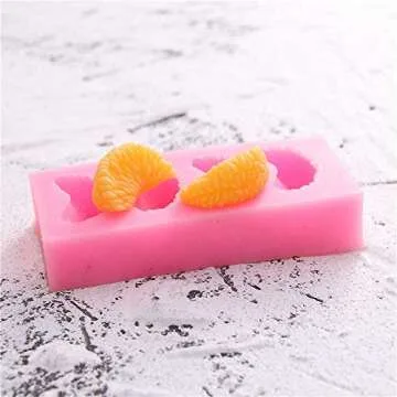 4Pcs Strawberry, Tangerine Segment, Raspberry and Blueberry Fondant Molds, 3D Fruit Berries Mandarin Orange Silicone Chocolate Candy Mold for Cake Cupcake Topper Decoration Soap Wax Candle Embeds Mold