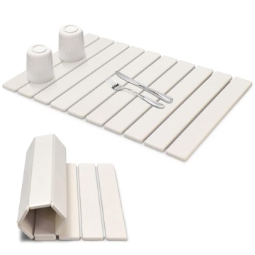 Large Stone Dish Drying Mats for Kitchen Counter, 24"(L)×16"(W) Quick Dry Collapsible Dish Drying M...