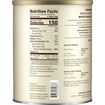 Ghirardelli Chocolate Company Sweet Ground White Chocolate Gourmet Flavored Powder 3.12 lb with Ghirardelli Stamped Barista Spoon