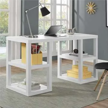 Ameriwood Home Parsons Double Pedestal Desk in White