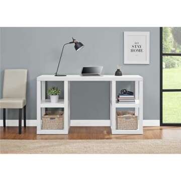 Ameriwood Home Parsons Double Pedestal Desk in White