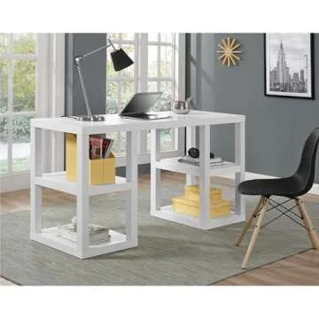 Ameriwood Home Parsons Double Pedestal Desk in White