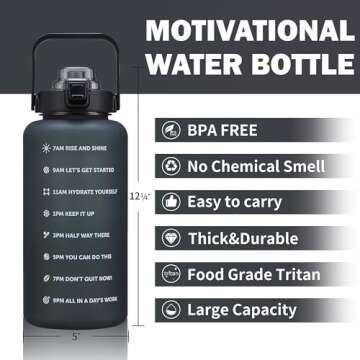 ST-YIBEN 100oz Large Motivational Water Bottle with Time Marker,Leakproof & BPA Free 3 Liter Black G...