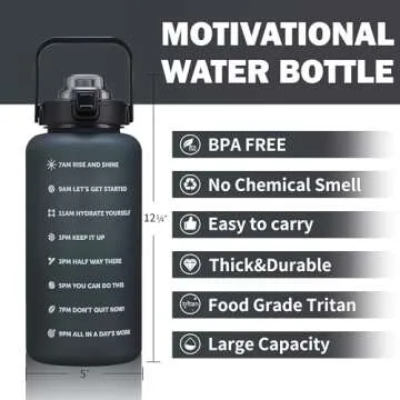 ST-YIBEN 100oz Large Motivational Water Bottle with Time Marker,Leakproof & BPA Free 3 Liter Black G...