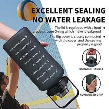 ST-YIBEN 100oz Large Motivational Water Bottle with Time Marker,Leakproof & BPA Free 3 Liter Black Gallon Water Bottle with Straw & Handle Tritan Frosted Water Jug for Women Men to Fitness,Gym,Sports