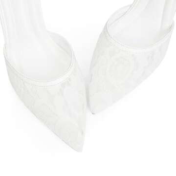 QIY White Closed Toe Heels Slingback Heels for Women High Heels Bridal Wedding Formal Dress Shoes White Pumps Pointy Pointed Toe Heel Ankle Strap Stiletto Strappy Heels Size 6.5