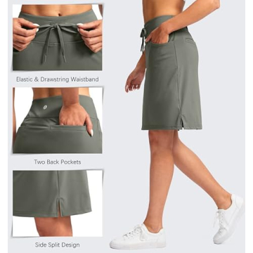 SANTINY 20'' Knee Length Skorts with 6 Pockets for Women