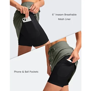 SANTINY 20'' Knee Length Skorts with 6 Pockets for Women