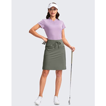 SANTINY 20'' Knee Length Skorts with 6 Pockets for Women