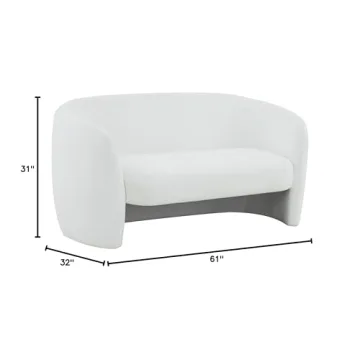 Elegant SAFAVIEH Zhao White Linen Curved Loveseat