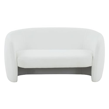 Elegant SAFAVIEH Zhao White Linen Curved Loveseat