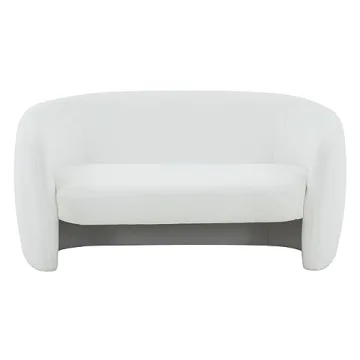 Elegant SAFAVIEH Zhao White Linen Curved Loveseat