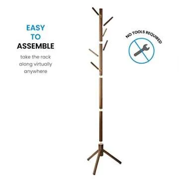 ZOBER Coat Rack Free Standing Stylish Wooden Design With 6 Hooks