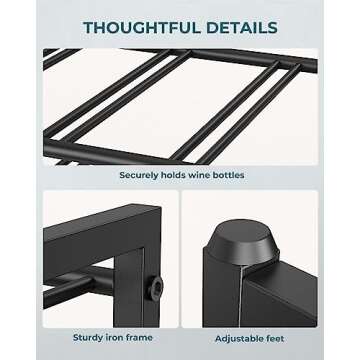 OROPY Wine Rack Countertop, 12 Bottle Wine Racks for Wine Bottles Storage Display, 3 Tier Metal Wine Holder Free Standing Floor Black