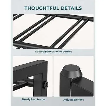 OROPY Wine Rack Countertop, 12 Bottle Wine Racks for Wine Bottles Storage Display, 3 Tier Metal Wine Holder Free Standing Floor Black