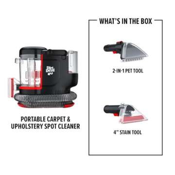 Dirt Devil Portable Spot Cleaner Machine for Carpet and Upholstery, Powerful Suction Spot Cleaning Machine with Versatile Tools, Pair with Dirt Devil Portable Spot Cleaner Solution