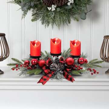 SUNNYPARK Christmas Table Centerpieces Decorations, 27.5 Inch Designed with Golden Bowknot Baubles O...