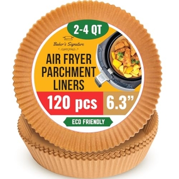 6.3” Small Round Air Fryer Liners, 2-4 qt Airfryer Paper Liners, 120Pcs Disposable parchment paper...