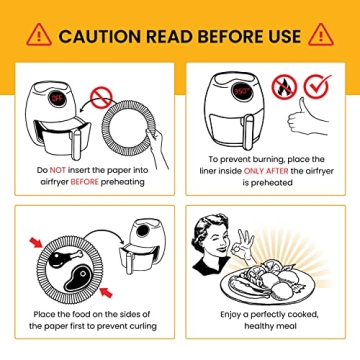 6.3” Small Round Air Fryer Liners, 2-4 qt Airfryer Paper Liners, 120Pcs Disposable parchment paper for air fryer – Non-Stick and Oil Proof for Easy Cleanup by Baker's Signature